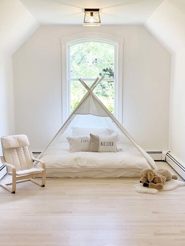 Domestic Objects | Play Tent Bed Canopy | Teepee for Mattress | 100% Cotton Canvas | Premium Quality (Twin/Single No Door) (White) in Saudi Arabia