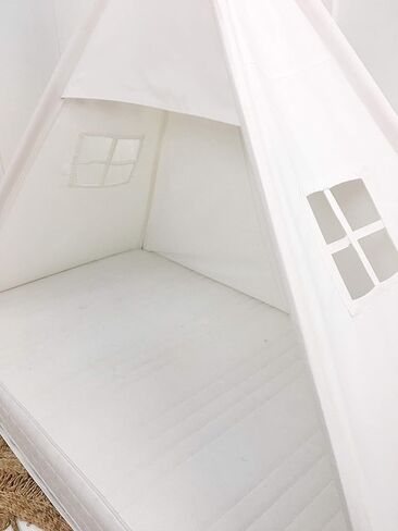 Domestic Objects | Play Tent Bed Canopy | Teepee for Mattress | 100% Cotton Canvas | Premium Quality (Twin/Single No Door) (White) in Saudi Arabia
