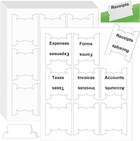 Dispowreath 180 Pcs Printable Hanging File Folder Tabs Office Hanging File Labels Insertable Quick Fold Tabs File Titles to Find Files Fast and Quick Identification Water Proof (9 Labels/Sheet) in Saudi Arabia