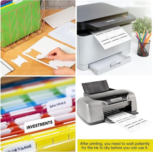 Dispowreath 180 Pcs Printable Hanging File Folder Tabs Office Hanging File Labels Insertable Quick Fold Tabs File Titles to Find Files Fast and Quick Identification Water Proof (9 Labels/Sheet) in Saudi Arabia