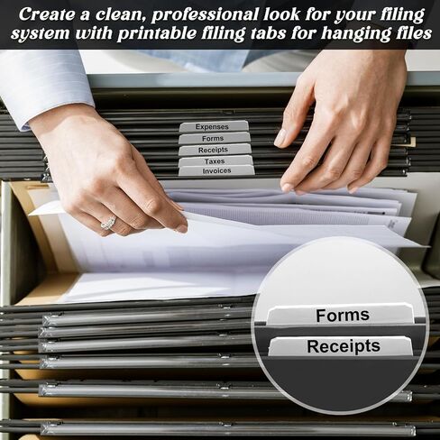 Dispowreath 180 Pcs Printable Hanging File Folder Tabs Office Hanging File Labels Insertable Quick Fold Tabs File Titles to Find Files Fast and Quick Identification Water Proof (9 Labels/Sheet) in Saudi Arabia