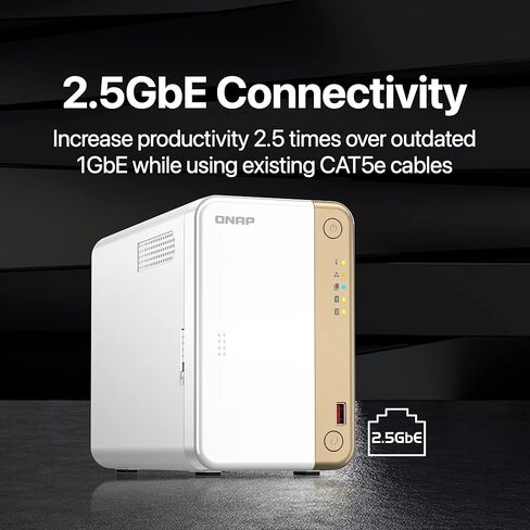 QNAP TS-262-4G-24ST-US 2 Bay Multimedia Desktop NAS مع سعة تخزين 4 تيرابايت، حزمة RAID 1 Seagate IronWolf HDD التي تم تكوينها مسبقًا in Kuwait