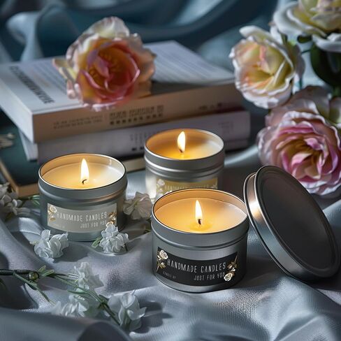 CONNOO 48 Pack Candle Tins - 24 Pack 8 OZ & 24 Pack 4 OZ Premium Matte Black Bulk Empty Candle Containers with Sticky Labels and Lids, Candle Jars for Candle Making, Storage, Arts & Crafts, and Gift in Saudi Arabia
