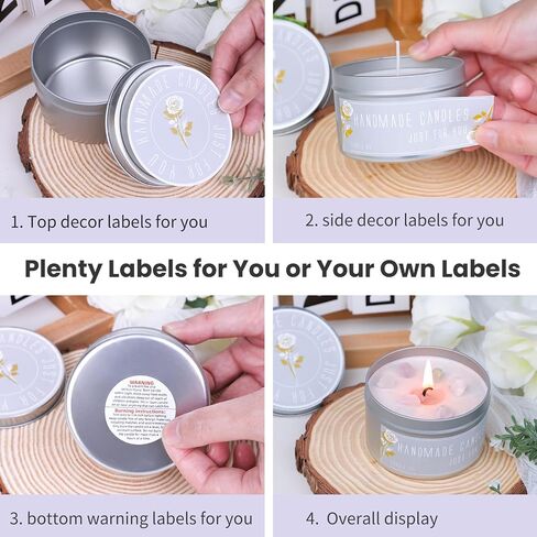 CONNOO 48 Pack Candle Tins - 24 Pack 8 OZ & 24 Pack 4 OZ Premium Matte Black Bulk Empty Candle Containers with Sticky Labels and Lids, Candle Jars for Candle Making, Storage, Arts & Crafts, and Gift in Saudi Arabia