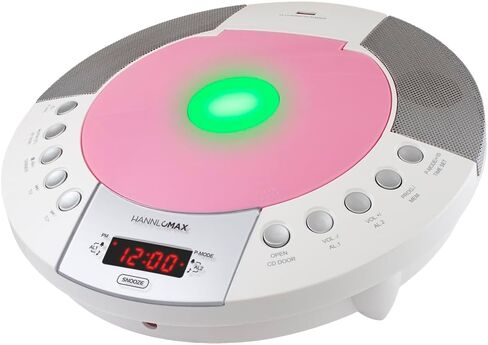HANNLOMAX HX-330CD CD Player, FM Radio, Bluetooth, Alarm Clock, Red LED Display, USB Port for Charge/MP3 Playback, Aux-in, Remote Control (Pink) in Saudi Arabia