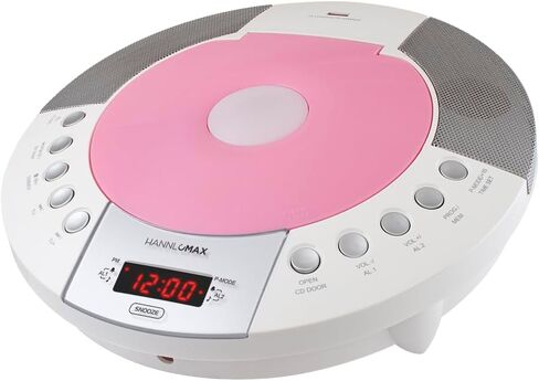HANNLOMAX HX-330CD CD Player, FM Radio, Bluetooth, Alarm Clock, Red LED Display, USB Port for Charge/MP3 Playback, Aux-in, Remote Control (Pink) in Saudi Arabia