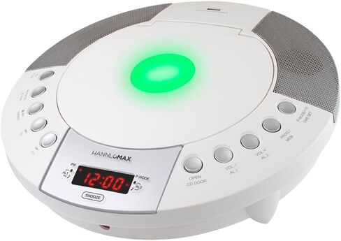 HANNLOMAX HX-330CD CD Player, FM Radio, Bluetooth, Alarm Clock, Red LED Display, USB Port for Charge/MP3 Playback, Aux-in, Remote Control (White) in Saudi Arabia