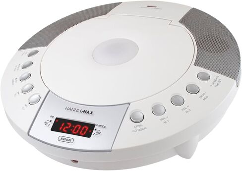 HANNLOMAX HX-330CD CD Player, FM Radio, Bluetooth, Alarm Clock, Red LED Display, USB Port for Charge/MP3 Playback, Aux-in, Remote Control (White) in Saudi Arabia