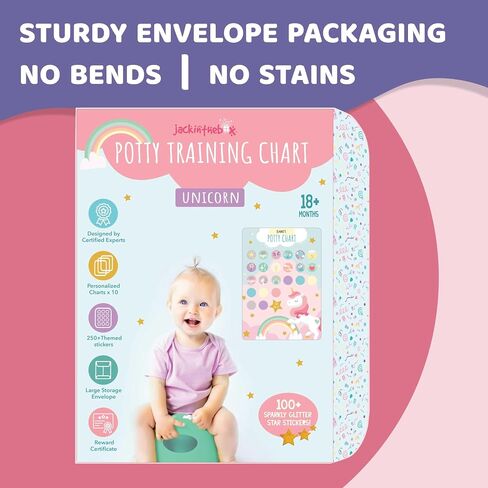 Potty Training Chart for Kids | Great for Toddlers Boys & Girls | Potty Training Rewards with Glitter Stars | Potty Sticker Chart | Potty Chart for Toddlers Boys and Girls | Unicorn Theme Potty Chart… in Saudi Arabia
