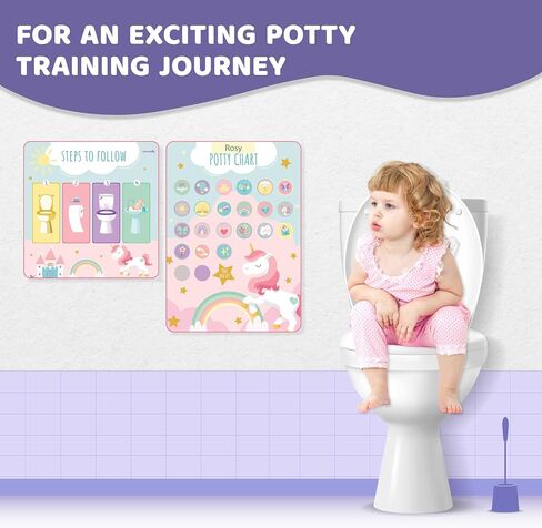 Potty Training Chart for Kids | Great for Toddlers Boys & Girls | Potty Training Rewards with Glitter Stars | Potty Sticker Chart | Potty Chart for Toddlers Boys and Girls | Unicorn Theme Potty Chart… in Saudi Arabia