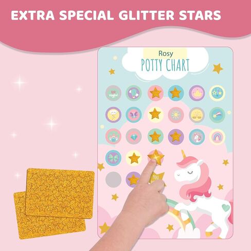 Potty Training Chart for Kids | Great for Toddlers Boys & Girls | Potty Training Rewards with Glitter Stars | Potty Sticker Chart | Potty Chart for Toddlers Boys and Girls | Unicorn Theme Potty Chart… in Saudi Arabia
