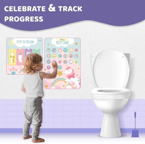 Potty Training Chart for Kids | Great for Toddlers Boys & Girls | Potty Training Rewards with Glitter Stars | Potty Sticker Chart | Potty Chart for Toddlers Boys and Girls | Unicorn Theme Potty Chart… in Saudi Arabia