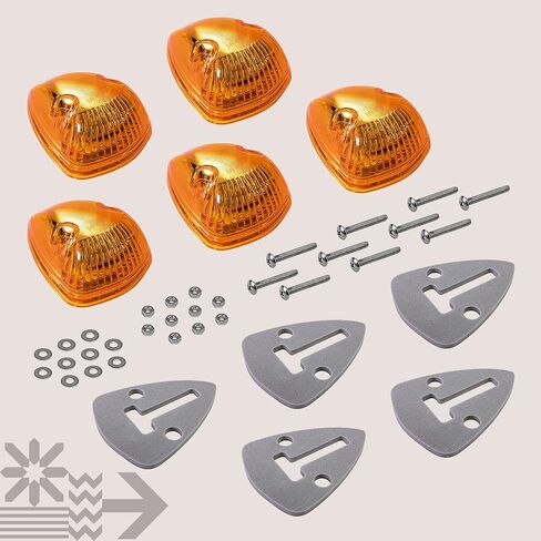 TRUE MODS Amber Teardrop Cab Marker Light Kit [DOT FMVSS 108] [SAE P2] [Universal Fit] [Reflector Lens] [94-98 Dodge Ram Direct Replacement] Lamp for Ford Van Super Duty F150 F250 F350 Chevy Truck in Saudi Arabia