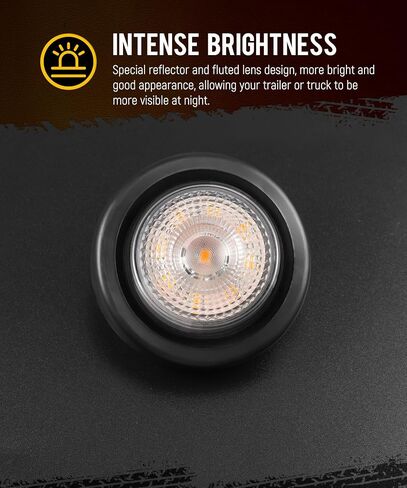 Partsam 8Pcs 2 inch Amber Round 9LED Trailer Trucks Marker Clearance Lights with Reflectors, Clear Lens, IP67 Waterproof, Includes Pigtails and Rubber Grommets in Saudi Arabia