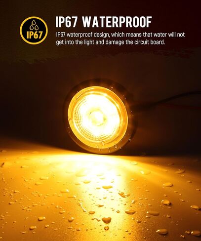 Partsam 8Pcs 2 inch Amber Round 9LED Trailer Trucks Marker Clearance Lights with Reflectors, Clear Lens, IP67 Waterproof, Includes Pigtails and Rubber Grommets in Saudi Arabia