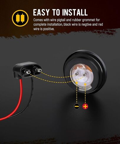 Partsam 8Pcs 2 inch Amber Round 9LED Trailer Trucks Marker Clearance Lights with Reflectors, Clear Lens, IP67 Waterproof, Includes Pigtails and Rubber Grommets in Saudi Arabia