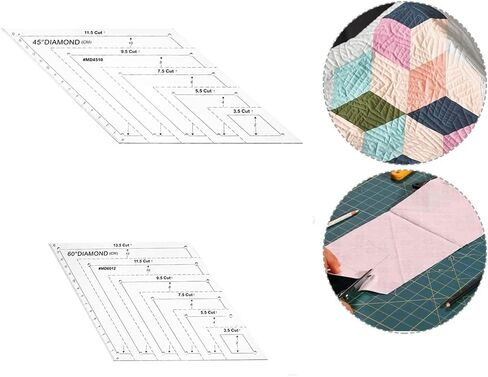 SMGDA 4Pcs Quilting Ruler, Handmade Quilting Templates, 60 Degree Triangle and Diamond, 45° Diamond, Hexagon Templates, Patchwork Sewing Craft Ruler for Drawing, Cutting, Plate and Clothing Design in Saudi Arabia