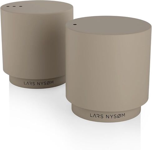 LARS NYSØM Mini Salt and Pepper Shakers Set | Stainless Steel Salt and Pepper Shakers with Modern Minimalist Design, Easy Refill, Small Size (Greige) in Saudi Arabia