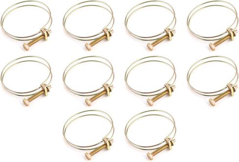 10 قطعة مشبك خرطوم سلك مزدوج، مشابك أنابيب خرطوم قابلة للتعديل مع مسامير قفل، حديد مطلي بالزنك (52 مم - 57 مم) in Kuwait