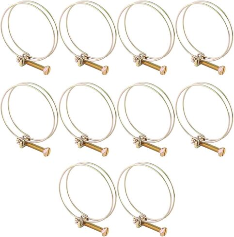 10 قطعة مشبك خرطوم سلك مزدوج، مشابك أنابيب خرطوم قابلة للتعديل مع مسامير قفل، حديد مطلي بالزنك (52 مم - 57 مم) in Kuwait