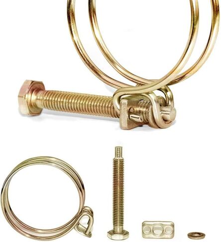 10 قطعة مشبك خرطوم سلك مزدوج، مشابك أنابيب خرطوم قابلة للتعديل مع مسامير قفل، حديد مطلي بالزنك (52 مم - 57 مم) in Kuwait