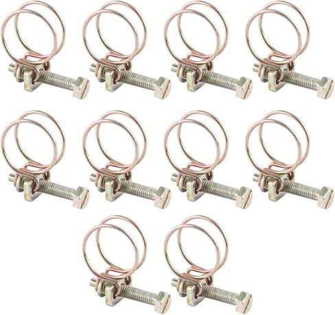 10 قطعة مشبك خرطوم سلك مزدوج، مشابك أنابيب خرطوم قابلة للتعديل مع مسامير قفل، حديد مطلي بالزنك (52 مم - 57 مم) in Kuwait