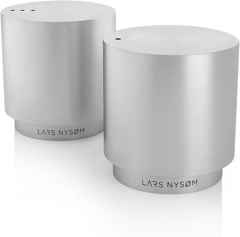 LARS NYSØM Mini Salt and Pepper Shakers Set | Stainless Steel Salt and Pepper Shakers with Modern Minimalist Design, Easy Refill, Small Size (Greige) in Saudi Arabia