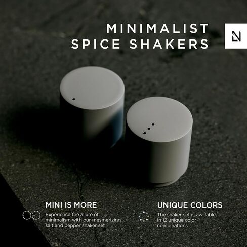 LARS NYSØM Mini Salt and Pepper Shakers Set | Stainless Steel Salt and Pepper Shakers with Modern Minimalist Design, Easy Refill, Small Size (Greige) in Saudi Arabia
