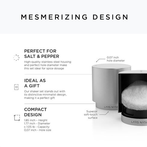 LARS NYSØM Mini Salt and Pepper Shakers Set | Stainless Steel Salt and Pepper Shakers with Modern Minimalist Design, Easy Refill, Small Size (Greige) in Saudi Arabia