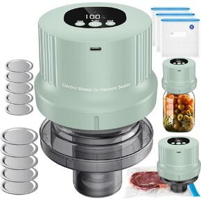 مجموعة أدوات سد الفراغات من ميسون - تعليب أوتوماتيكي بالكامل - سدادة الجرة - ختم الفراغ، 2025 سدادة كهربائية مطورة لبرطمانات ميسون ذات الفم العريض والعادي / التعليب وحقيبة فيديو سو فيد / آلة سدادة البرطمانات للأغذية in Kuwait