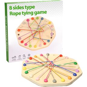 10-Piece Wooden Rope Untangling Puzzle Game–Knot Logic Board Toy for Kids & Family, Multi-Level Brain Teaser to Develop Fine Motor Skills in Saudi Arabia