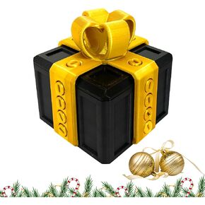 PUEEZOC Annoying Gift Box with Screws Hard to Open Gift Box Prank Gifts Funny Annoying Present Box Novelty 3D Printed Gag Gift for Christmas(Black Gold) in Saudi Arabia
