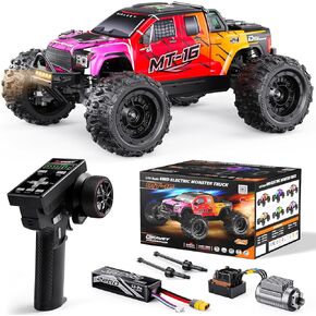 شاحنة 1/16 50 ميلا في الساعة بدون فرشاة 4WD RC، سيارات تحكم عن بعد لجميع التضاريس قابلة للترقية مع بطارية 3S، مقاومة للماء سريعة على الطرق الوعرة RC للبالغين، مناسبة كهدية لمغامرات الثلج/الرمال-أحمر متدرج in Kuwait