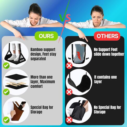 Premium Airplane Foot Hammock – Foot Hanger for Flights Portable Foot Rest for Air Travel Memory Foam Leg Rest Travel Under Desk Foot Hammock for Travel Gift Men Women Wheelchair footrest Christmas in Saudi Arabia