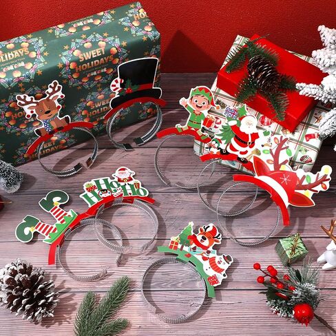 24 Pcs Christmas Headbands Xmas Santa Snowman Reindeer Hat Headpieces Christmas Headwear Holiday Accessories Gifts in Saudi Arabia