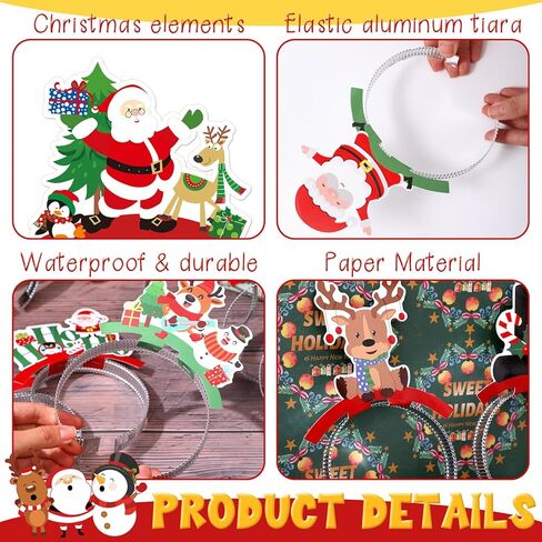 24 Pcs Christmas Headbands Xmas Santa Snowman Reindeer Hat Headpieces Christmas Headwear Holiday Accessories Gifts in Saudi Arabia