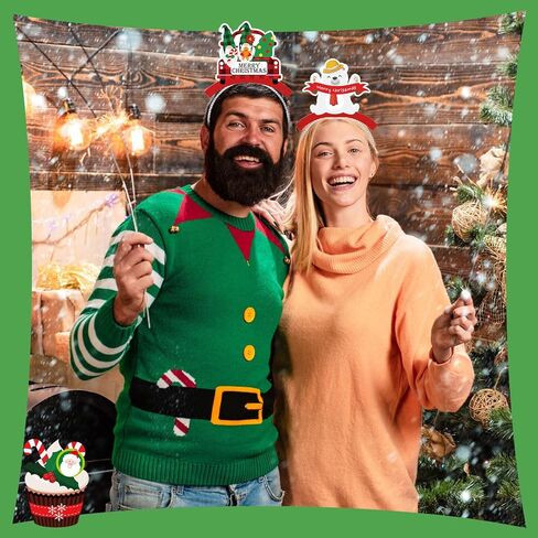 24 Pcs Christmas Headbands Xmas Santa Snowman Reindeer Hat Headpieces Christmas Headwear Holiday Accessories Gifts in Saudi Arabia