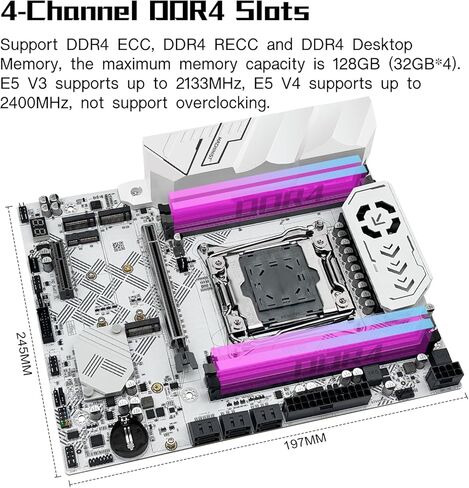 MACHINIST X99 Dual CPU Motherboard LGA 2011-V3, for Intel Xeon E5 v3 v4 CPU Processor, DDR4 Max Support 256GB, Gigabit LAN, PCIe 3.0, NGFF/NVME M.2, SATA 3.0, USB 3.0, E-ATX Server PC Mainboard in Saudi Arabia