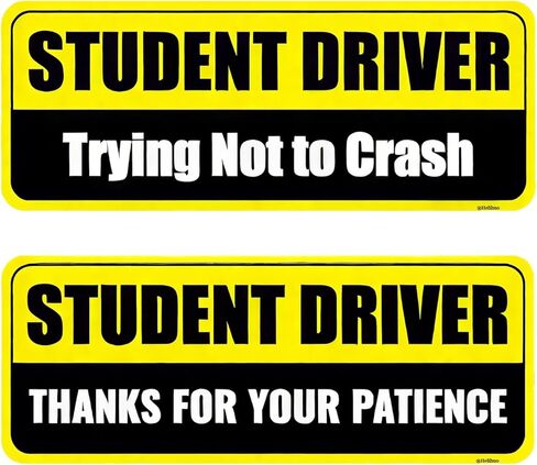 3PCS Student Driver Magnet for Car, Reusable Magnetic Bumper Sticker Set, Driver Safety Attention Sign, Colorful, Reflective, Metal Surface,10 x 3.5 in (Yellow/Black) in Saudi Arabia