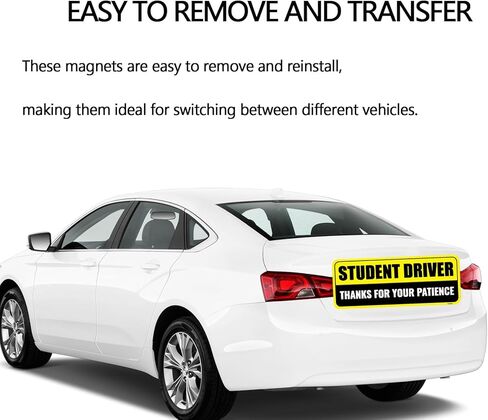 3PCS Student Driver Magnet for Car, Reusable Magnetic Bumper Sticker Set, Driver Safety Attention Sign, Colorful, Reflective, Metal Surface,10 x 3.5 in (Yellow/Black) in Saudi Arabia