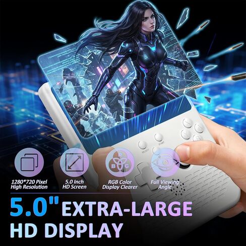 H5 Retro Gaming Console, 5.0 Inch IPS HD Screen Handheld Game Console, 256GB TF Card Build-in 40000+ Classic Games, Portable Video Arcade Support 34+ Emulators with 4000mAh Battery, Black in Saudi Arabia