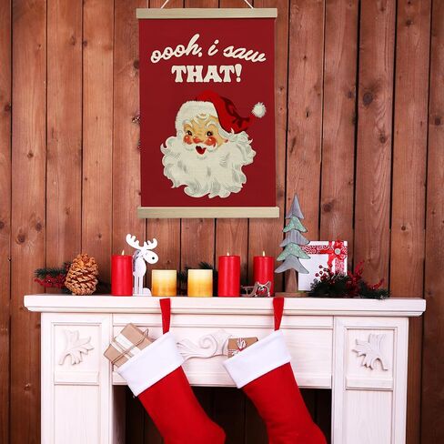 NQDWX Funny Santa Beer Christmas Wall Hanging Flag – Retro Santa Claus Canvas Banner, Holiday Bar Party Décor for Men, 12x17 Inches.(209) in Kuwait