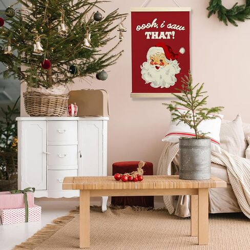 NQDWX Funny Santa Beer Christmas Wall Hanging Flag – Retro Santa Claus Canvas Banner, Holiday Bar Party Décor for Men, 12x17 Inches.(209) in Kuwait