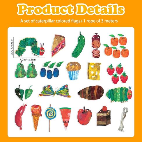 Very Hungry Caterpillar Banner Back to School Decorations Fiesta Birthday Party Decorations Wall Decor for Family Kindergarten Classroom in Saudi Arabia