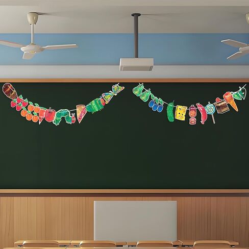 Very Hungry Caterpillar Banner Back to School Decorations Fiesta Birthday Party Decorations Wall Decor for Family Kindergarten Classroom in Saudi Arabia