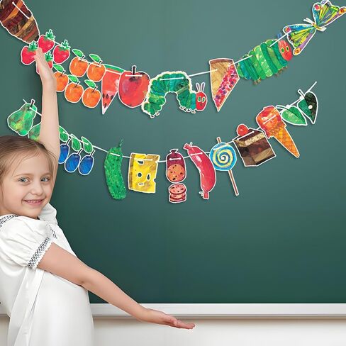 Very Hungry Caterpillar Banner Back to School Decorations Fiesta Birthday Party Decorations Wall Decor for Family Kindergarten Classroom in Saudi Arabia