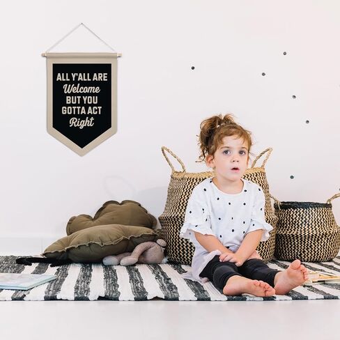 Funny Welcome Canvas Banner Wall Decor, All Are Welcome Classroom Decor,Funny Hanging Pennant Flag Banner for College Dorm Middle High School in Saudi Arabia