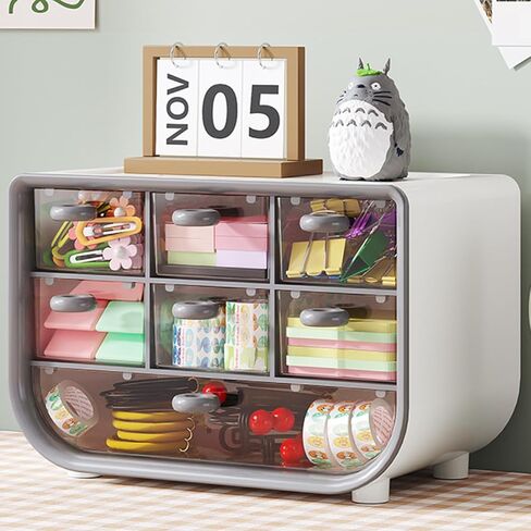 Multifunctional Desktop Organizer - Large Capacity Storage Box for Cosmetics, Stationery, Hair Ties, and Jewelry Grey DJA1125-02 in Saudi Arabia