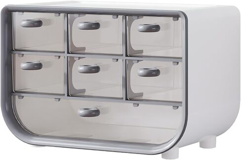 Multifunctional Desktop Organizer - Large Capacity Storage Box for Cosmetics, Stationery, Hair Ties, and Jewelry Grey DJA1125-02 in Saudi Arabia