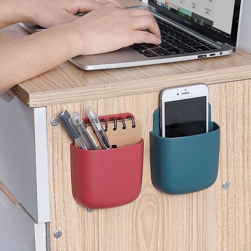 Remote Control Holder Self Adhesive, No Drilling Wall Mount Storage Organizer Box, Universal Controller Holder Phones Charging with Slot Home Office Desk Nightstand-White in Saudi Arabia
